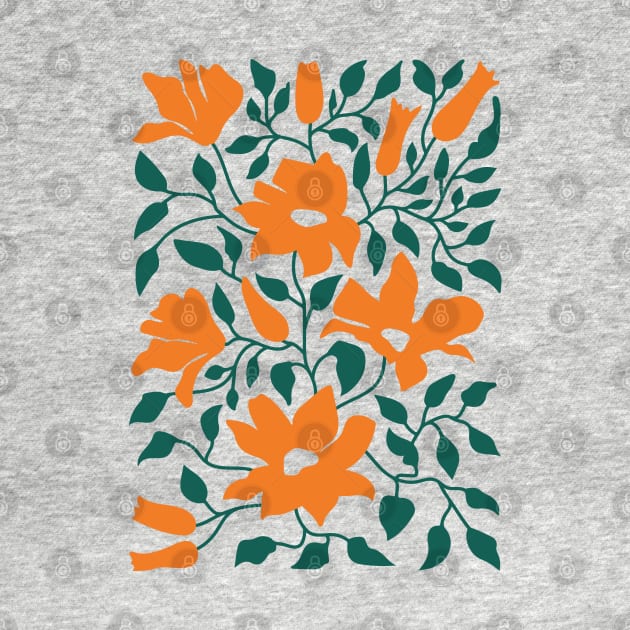 Tangerine & Pine: Matisse Flowers & Leaves by ayeyokp